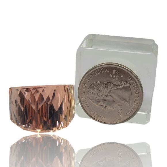 Stainless Steel Faceted Simulated Crystal Morganite Pink Color Prism Ring S7 - Picture 8 of 10